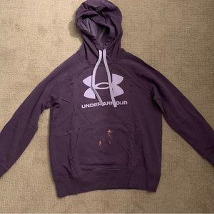Women's UA Rival Fleece Logo Hoodie, Purple, S (bleach stain on front pocket)